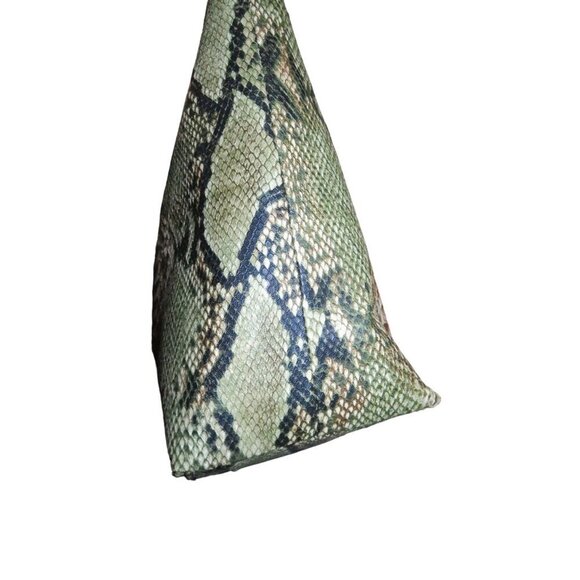 Badgley Mischka Colorful Snakeskin Embossed Vegan Leather Double Handle Tote - Picture 5 of 12